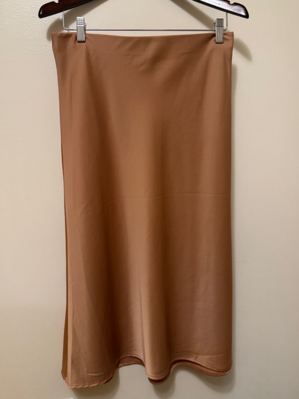 Rachel Zoe Silky Satin Slip Midi Skirt Beige Tan Nude Sz 8